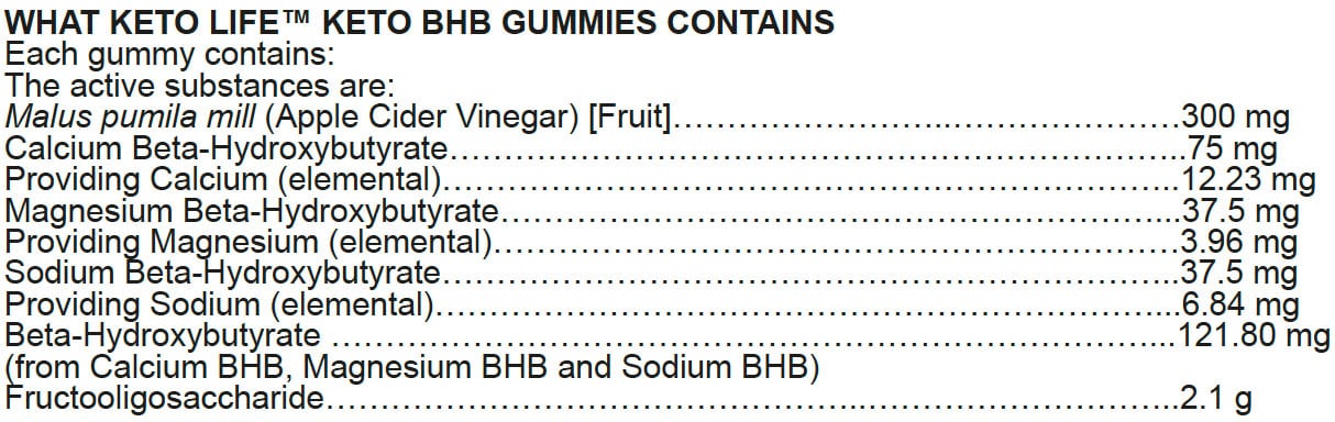 Keto Life Keto Bhb Gummies with Apple Cider Vinegar Nutritable