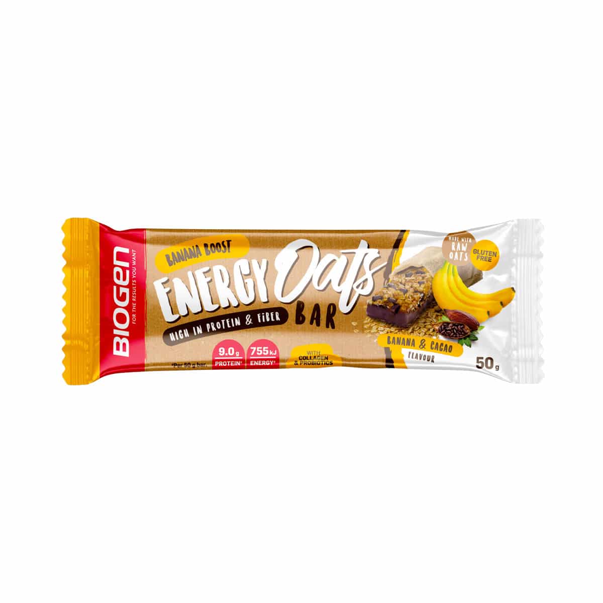 Biogen Raw Energy Oats Bar Banana Cocoa - 50g