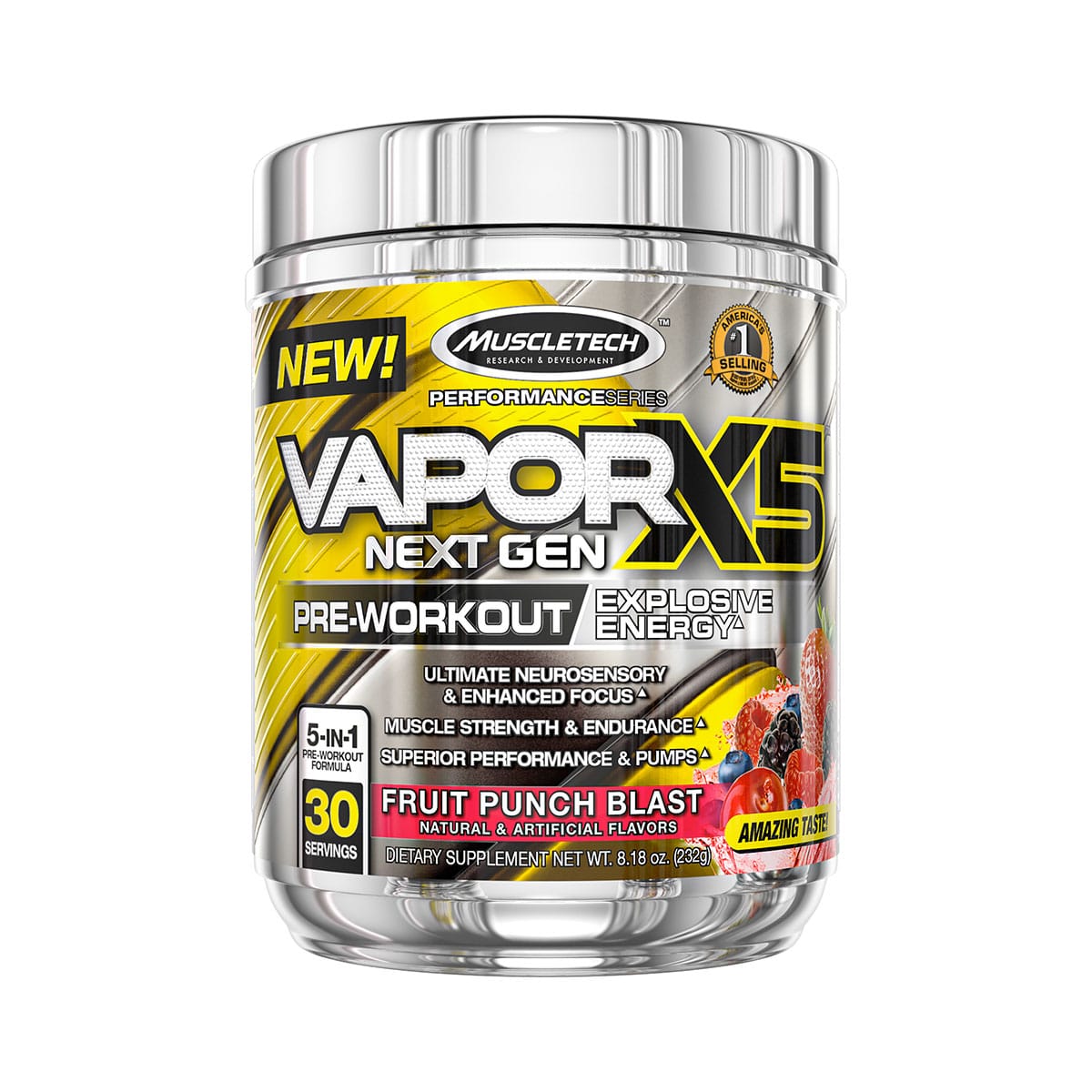 Muscletech Vapor X5 Next-Gen Pre-Workout Fruit Punch Blast - 232g